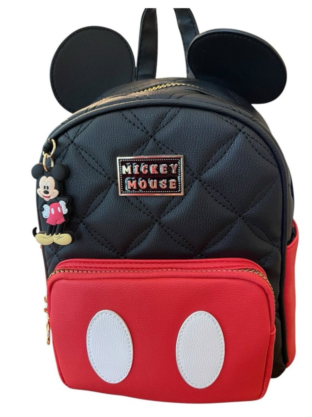 Disney Mickey Mouse Quilted Mini Backpack Cosplay Primark Bag Charms NWT
